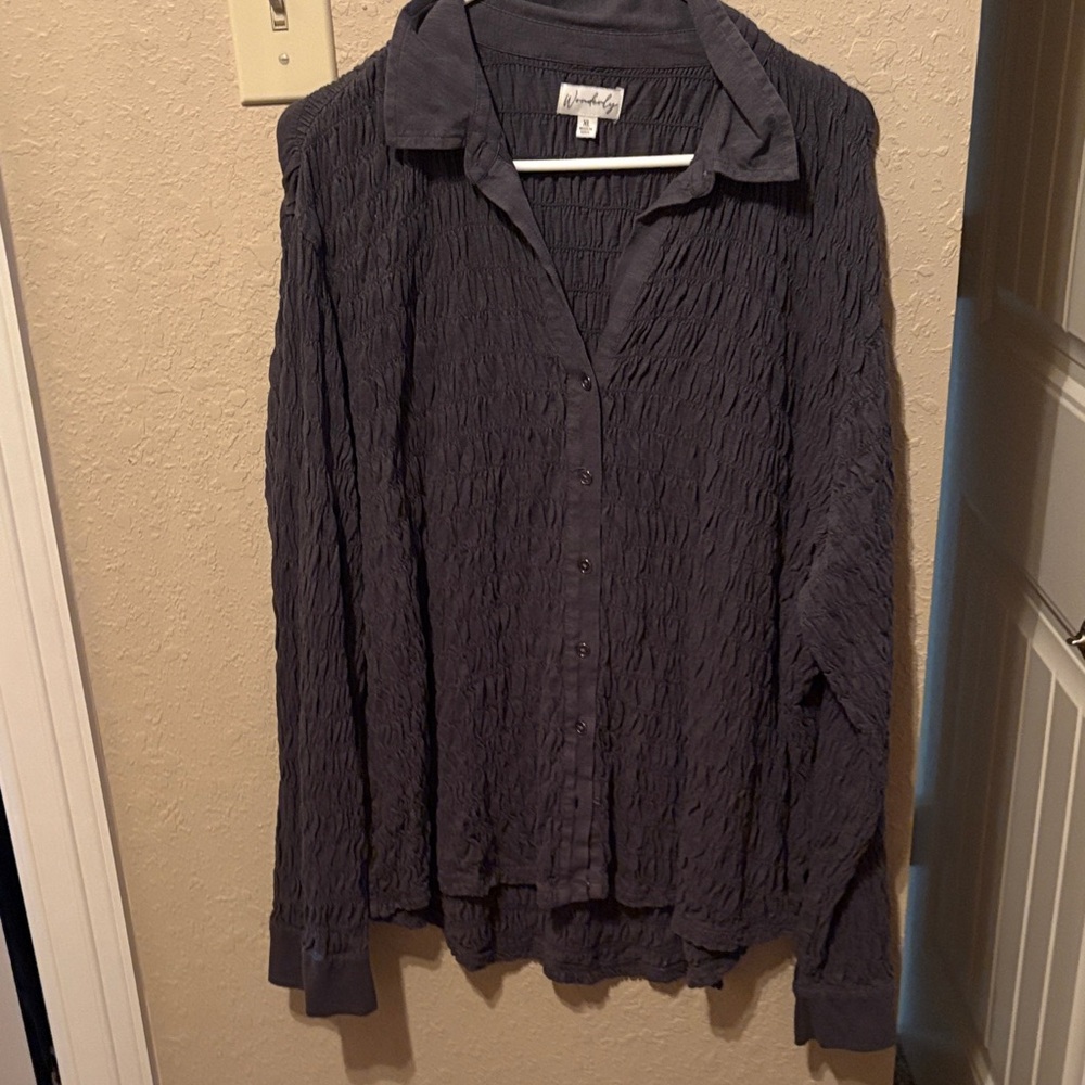 Wonderly Textured Gray Button Down Shirt